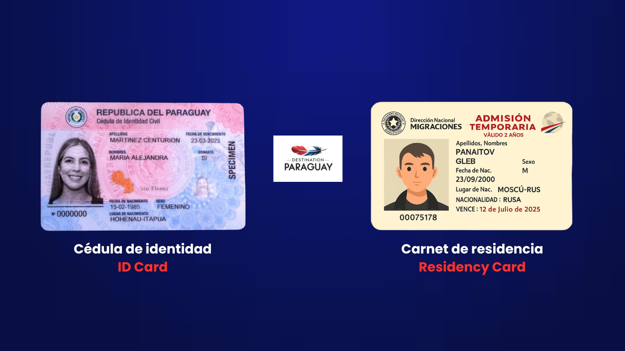 Comparação entre a cédula de identidade e o carnet de residencia (cartão de residência)