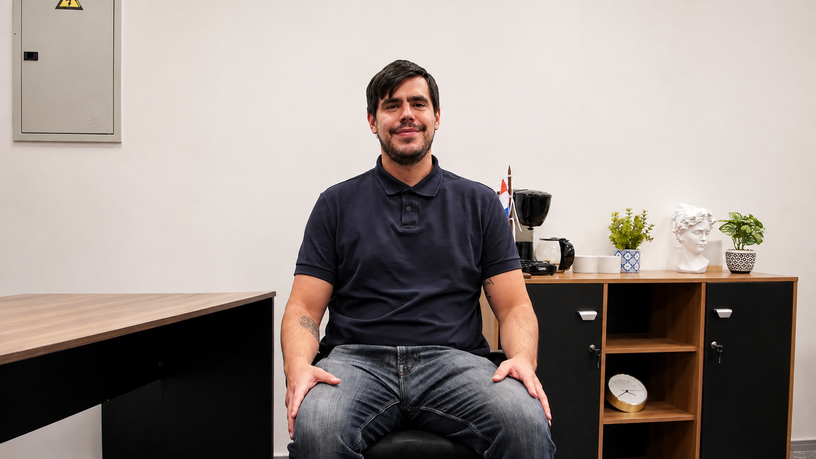Ein Mitarbeiter von Destination Paraguay im Büro in Asunción