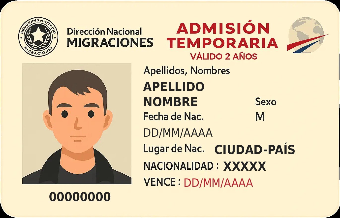 Temporary resident cardCarnet de Admisión Temporaria