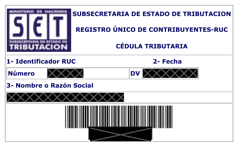 Tax residency: Example of Paraguayan RUC tax identification document